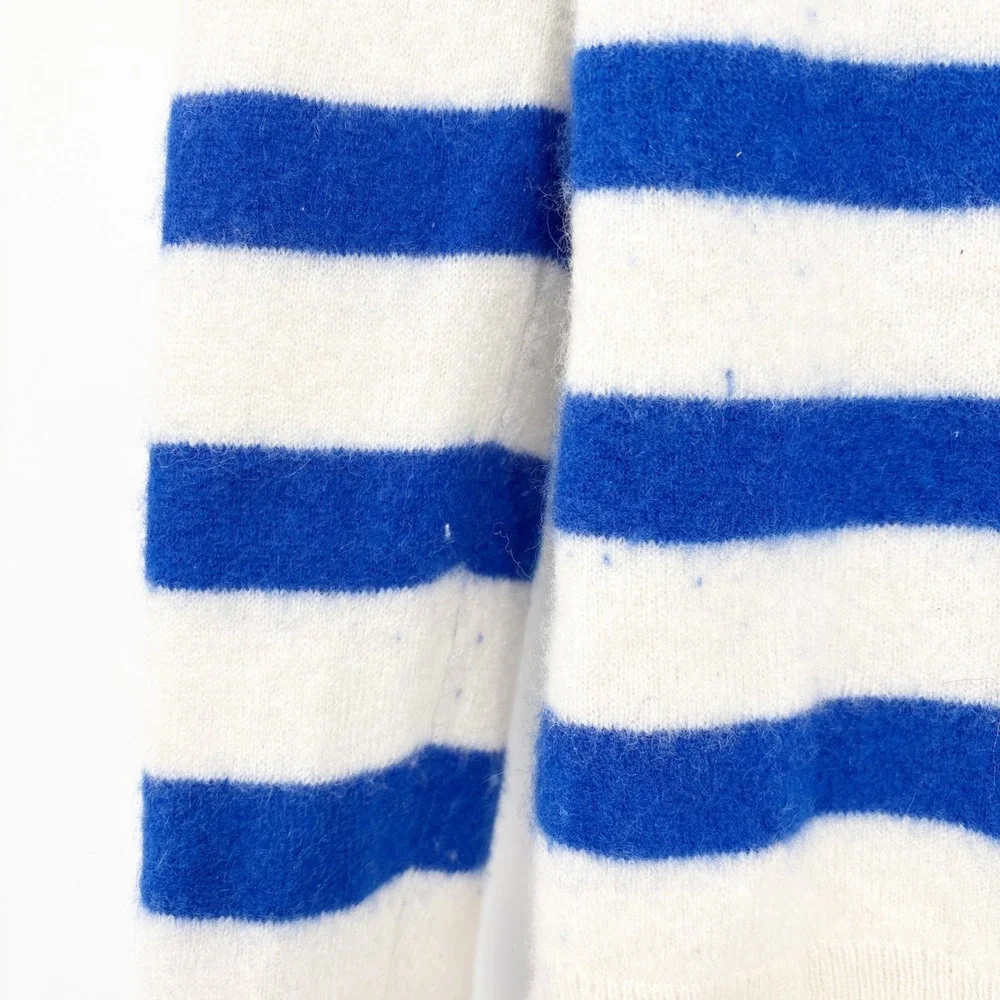 Antonio Melani Womens Blue White Striped Cashmere Parisian Chic‎ Sweater Size M